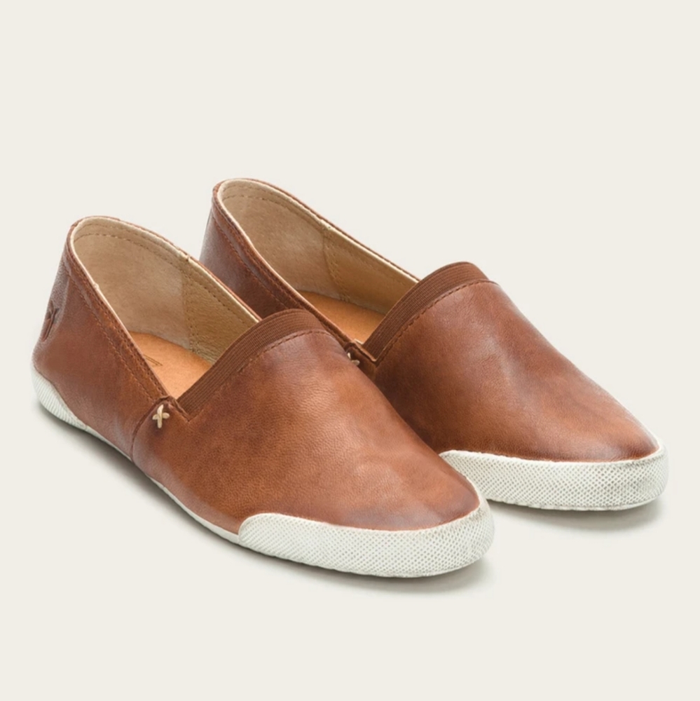 Frye Melanie Slip Ons in Cognac